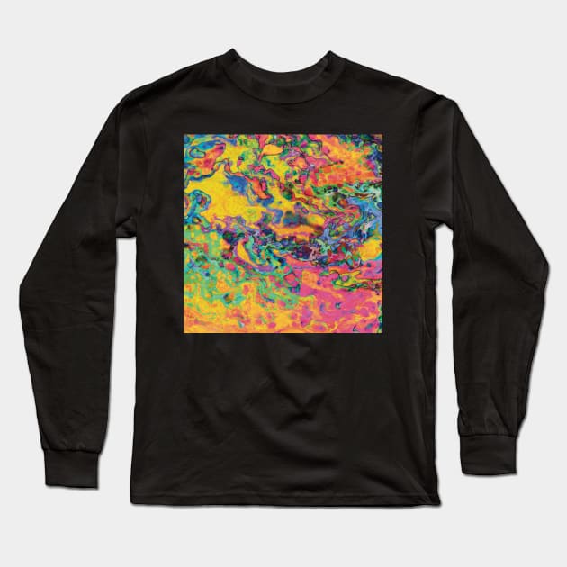 Neon Sunset Dream - Colorful Paint Pour/ Fluid Art - Unique and Vibrant Abstract Acrylic Paintings for Art Prints, Canvas Prints, Wall Art, Mugs, Leggings, Phone Cases, Tapestries and More Long Sleeve T-Shirt by cherdoodles